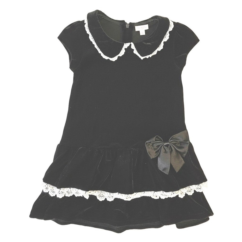 Copper‎ Key Girls Black Velvet Lace Peter Pan Collar Dress 6X